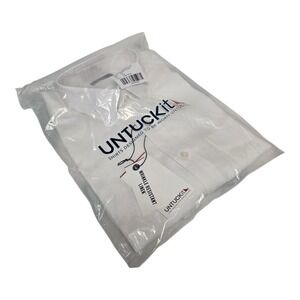 UNTUCKit Shirt Mens SMALL White Short Sleeve LINEN Button Up Dress  Regular Fit